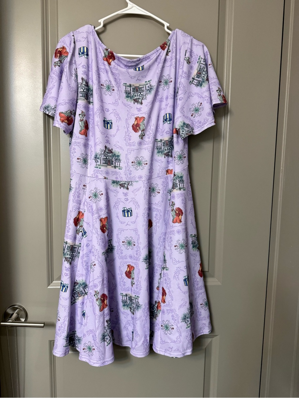 Unique Vintage Lavender lady and the tramp Print Swing Dress - Picture 3 of 3